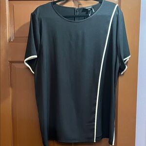 DKNY Black Blouse with White Trim